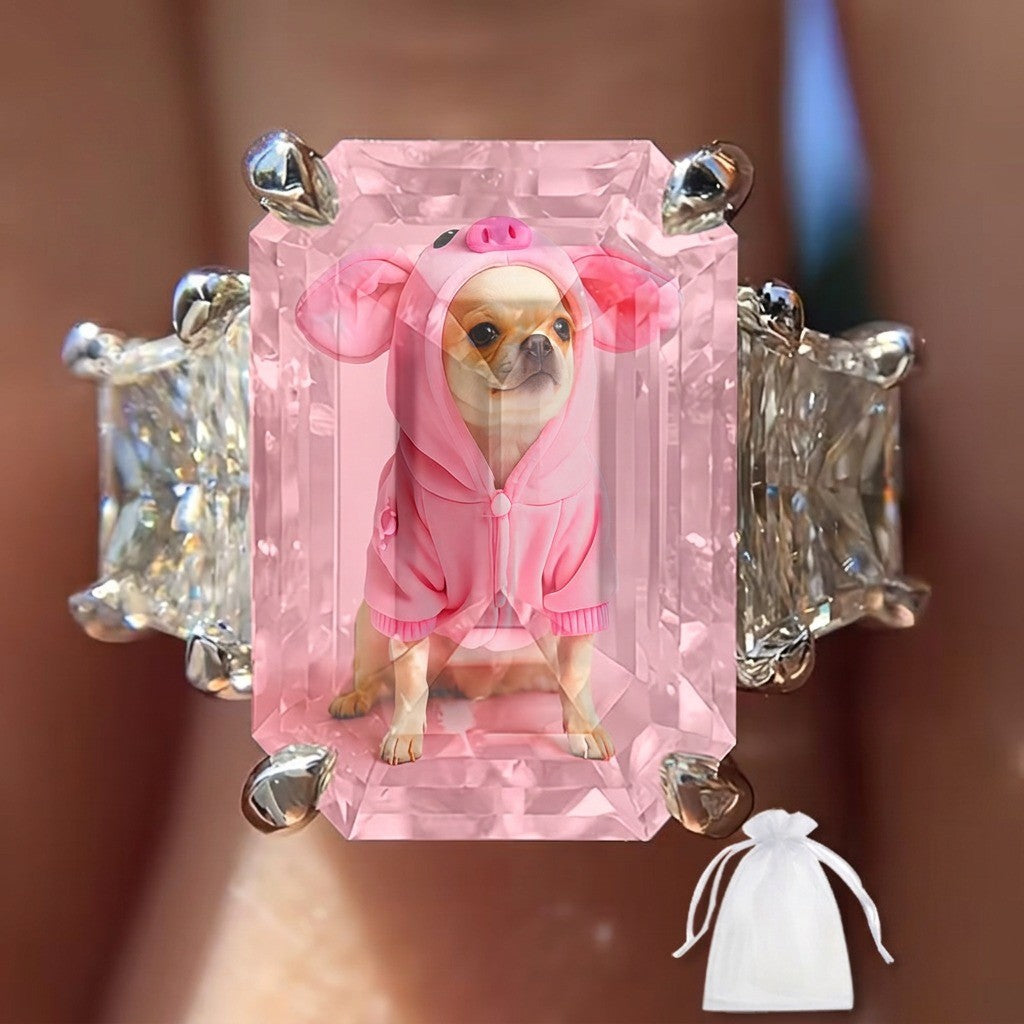 Pink Piglet Dog Square Ring