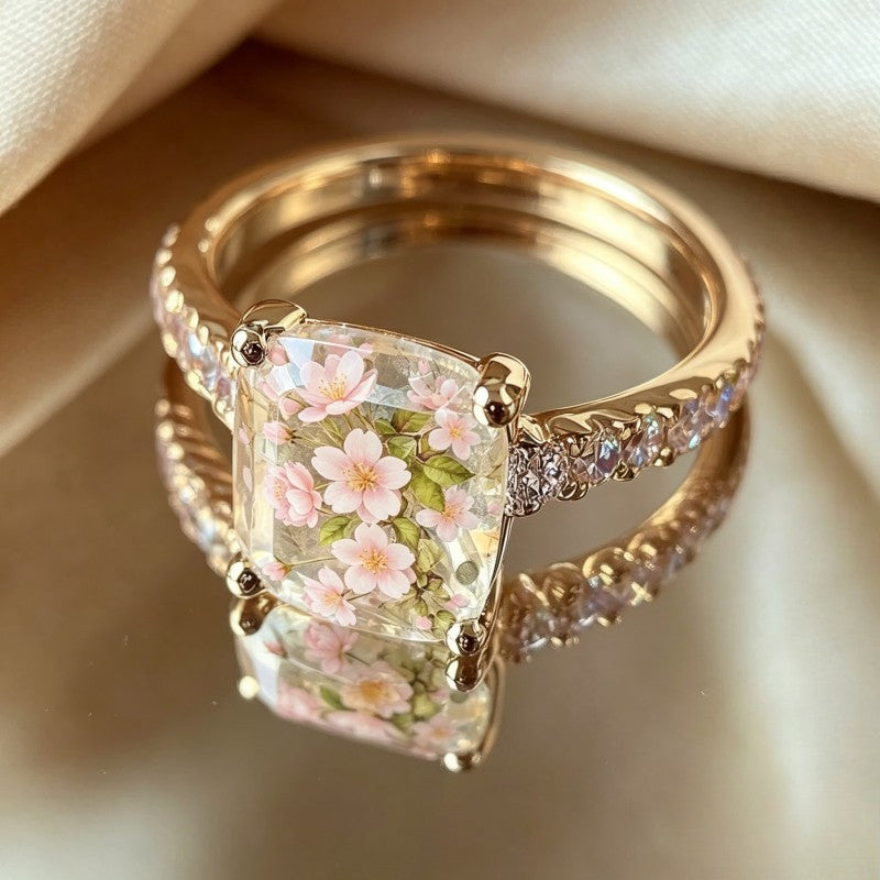 Cherry Blossom Square Ring
