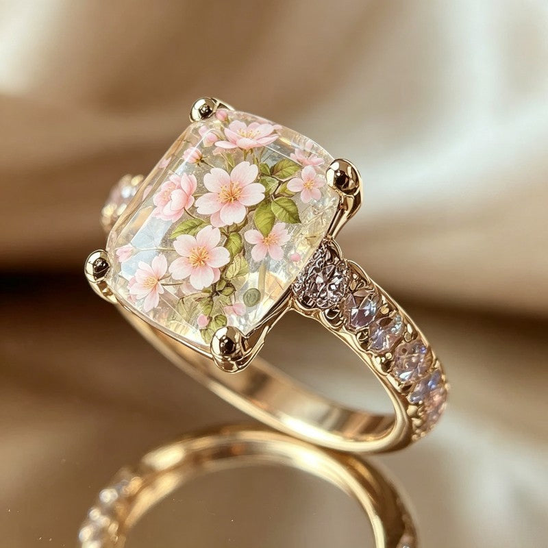 Cherry Blossom Square Ring