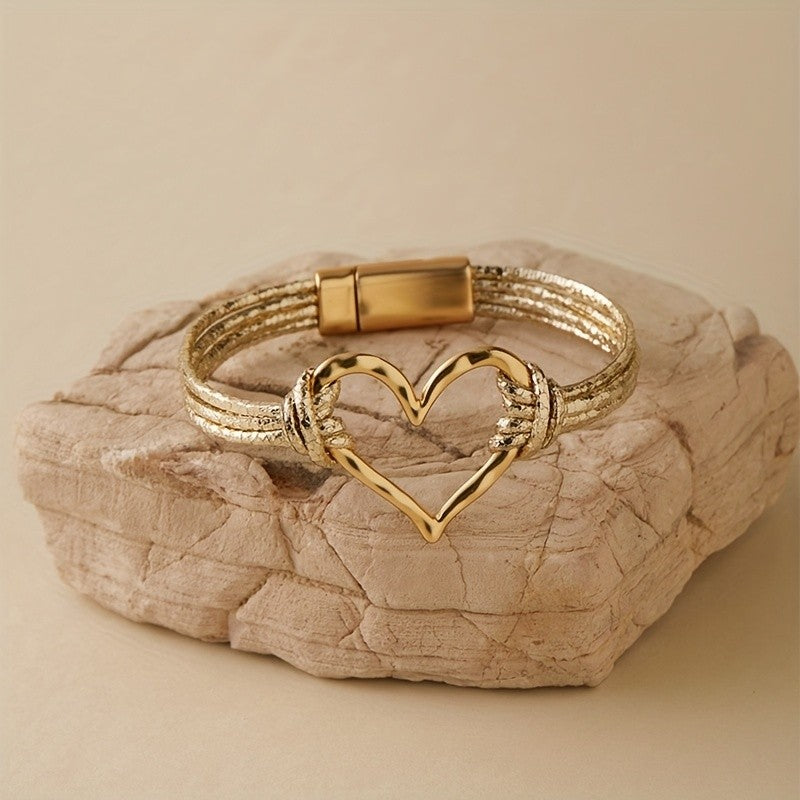 Knotted Heart Leather Bracelet