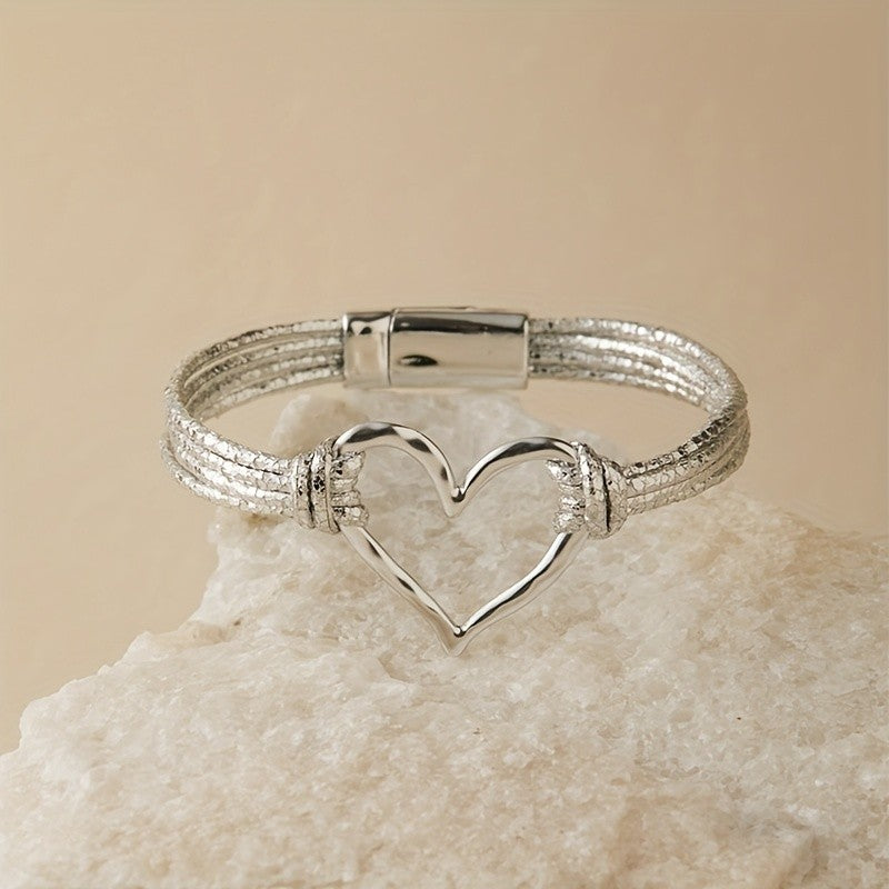 Knotted Heart Leather Bracelet