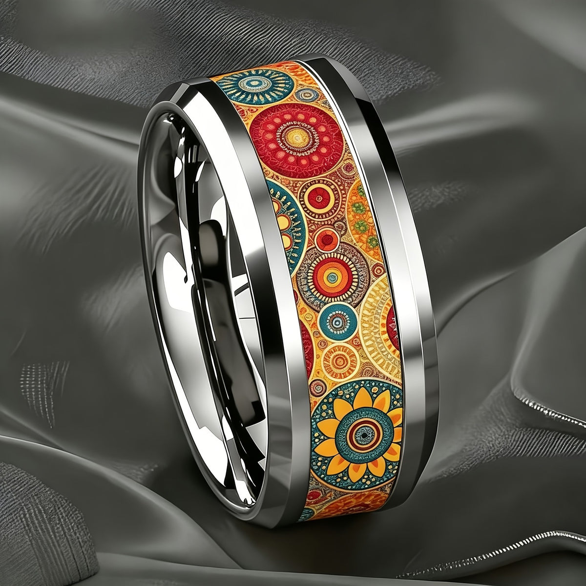 Colorful Sunflower Mandala Ring