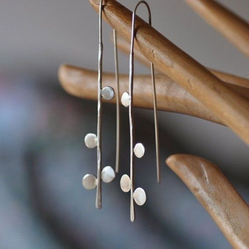 Silver-Tone Disc Drop Earrings