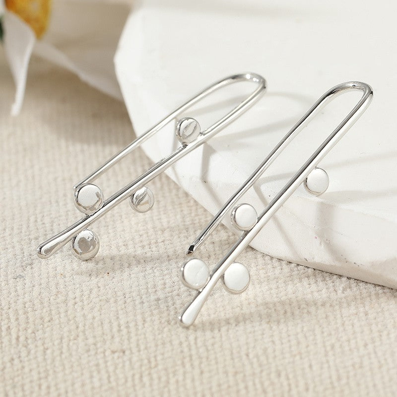 Silver-Tone Disc Drop Earrings