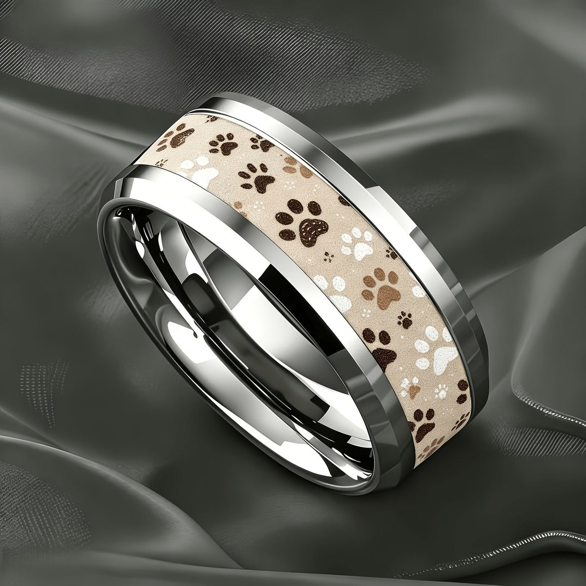 Brown & Cream Paw Print Ring
