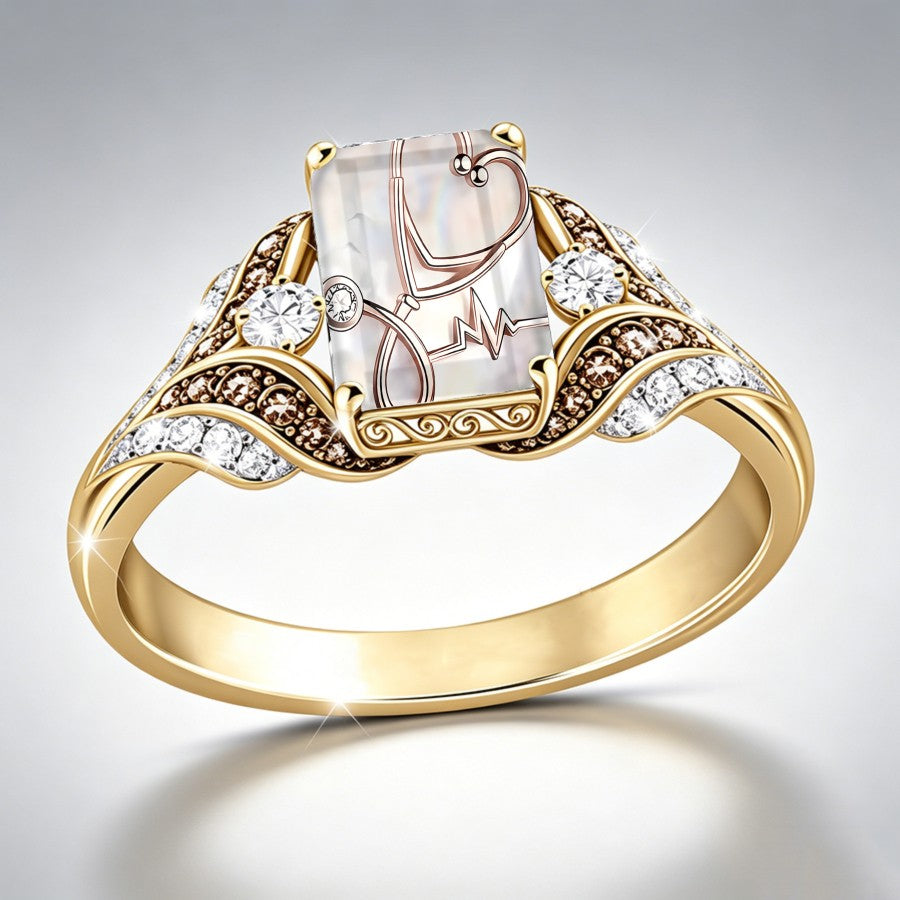 Heartbeat Line Square Ring