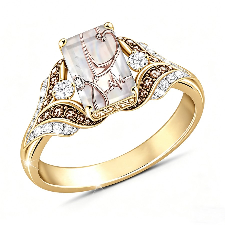 Heartbeat Line Square Ring