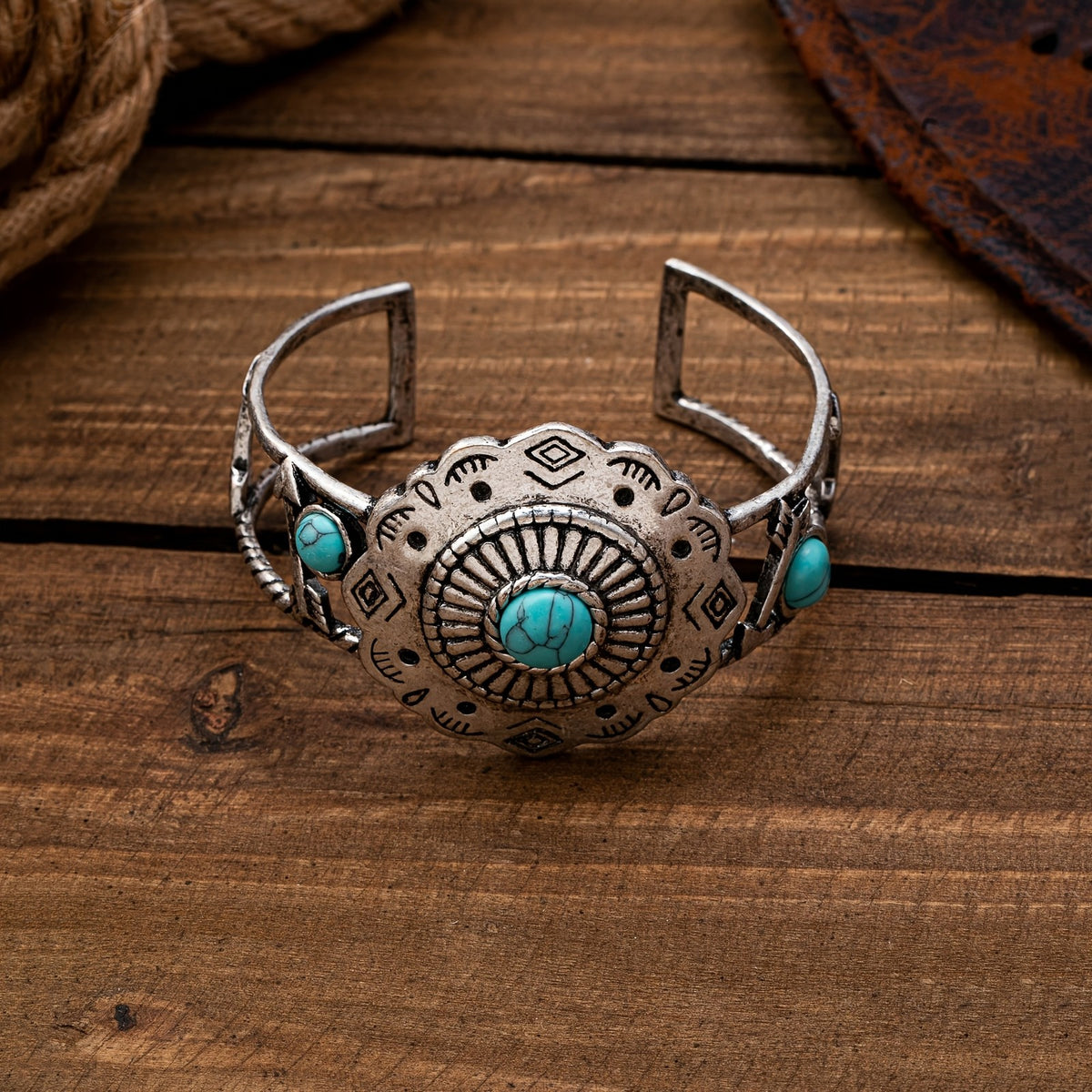 Geometric Turquoise Cuff Bangle