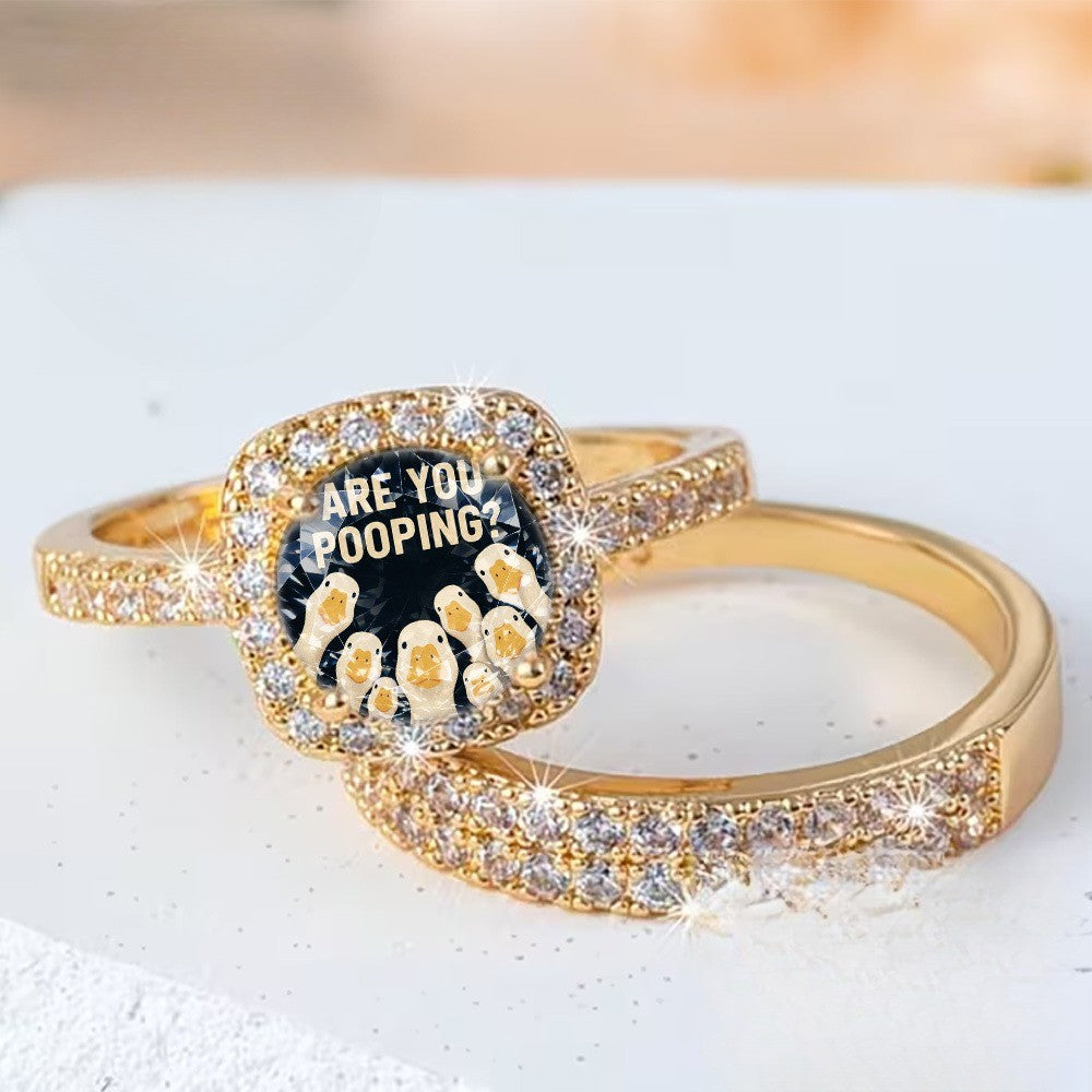Square Duck Statement Ring Set