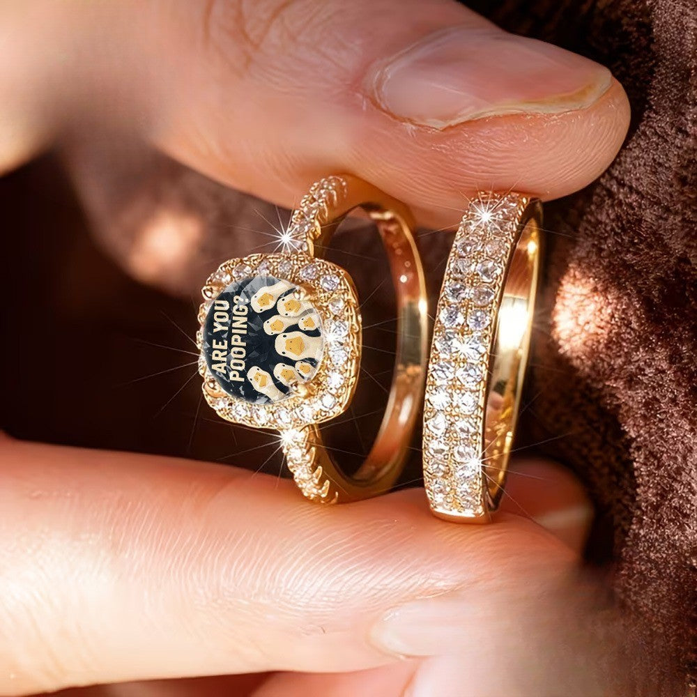 Square Duck Statement Ring Set