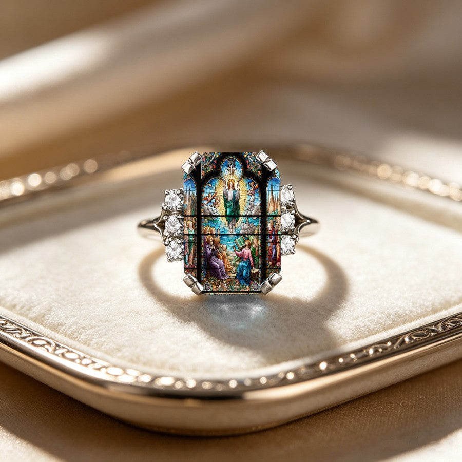 Stained Glass Ascension Rectangular Ring