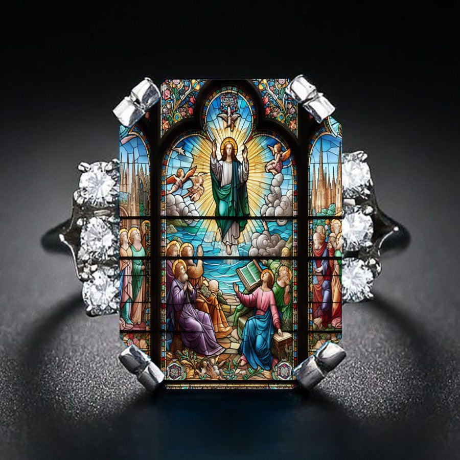 Stained Glass Ascension Rectangular Ring