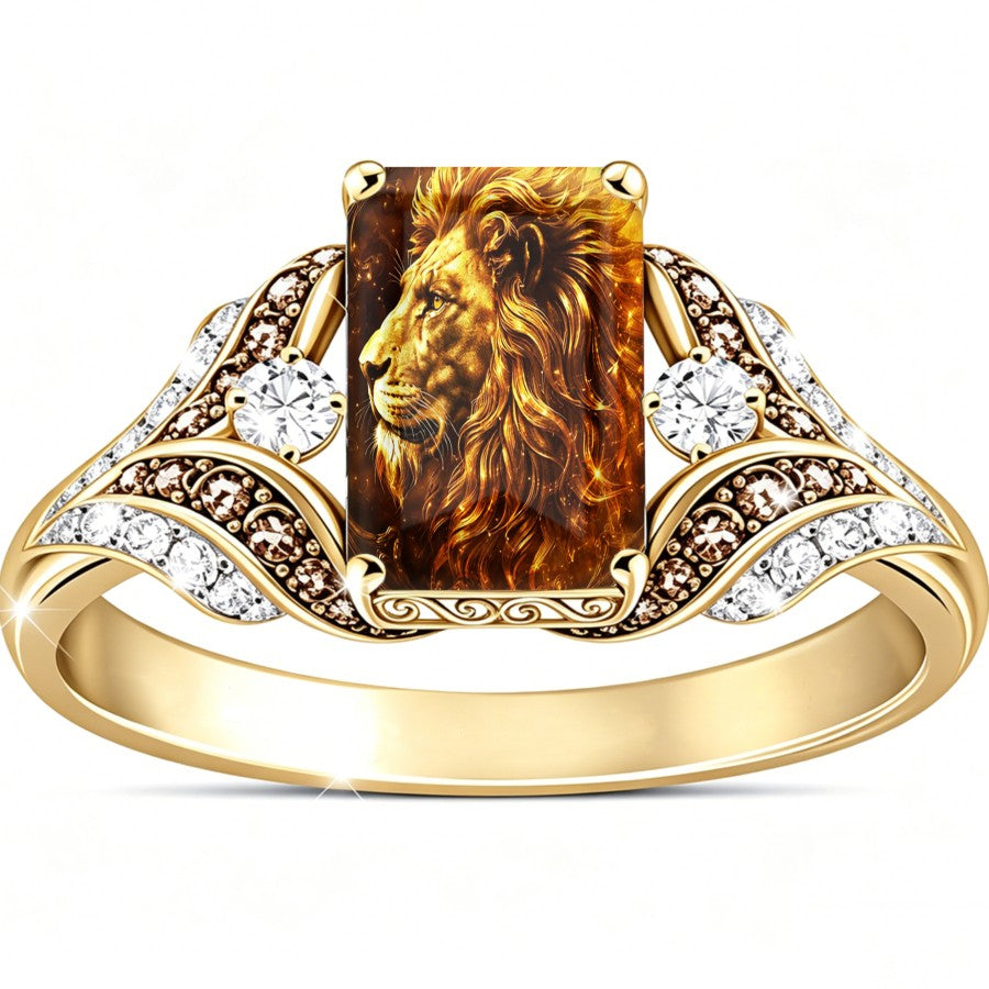 Lion Portrait Split Shank Ring