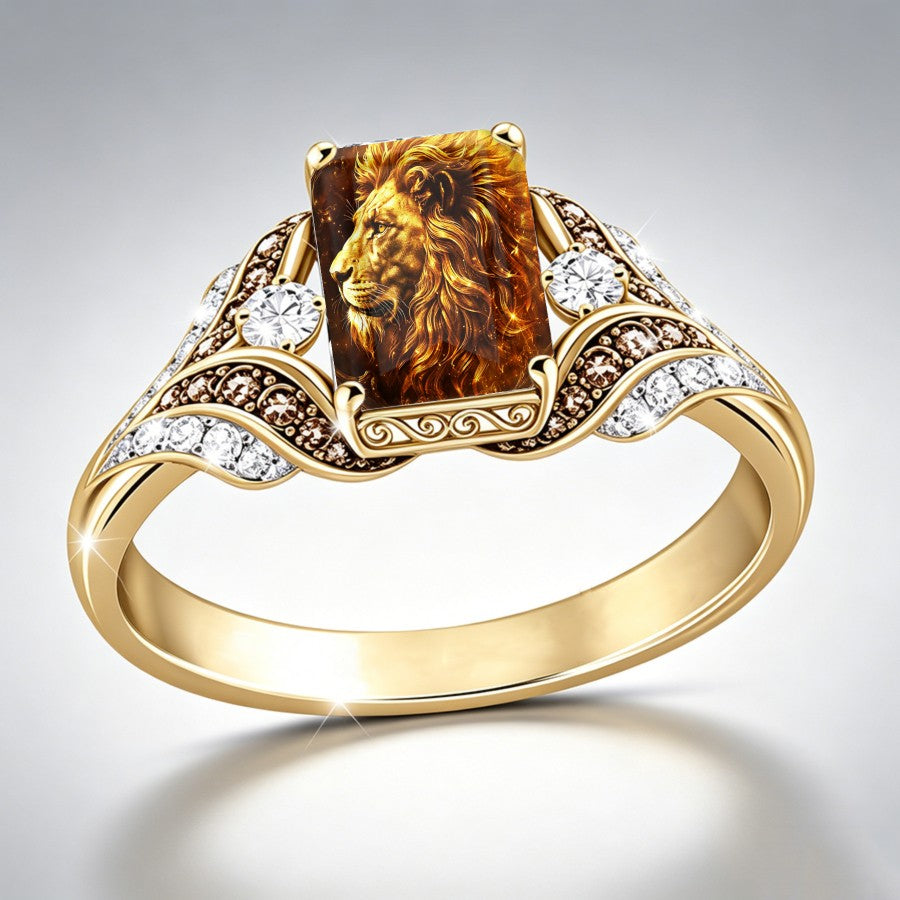Lion Portrait Split Shank Ring