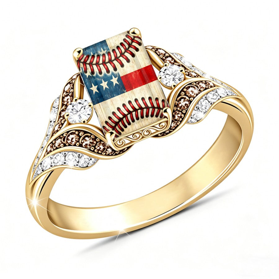 Americana Baseball Flag Ring