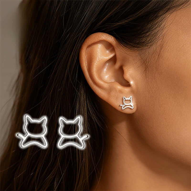 Cat Outline Stud Earrings