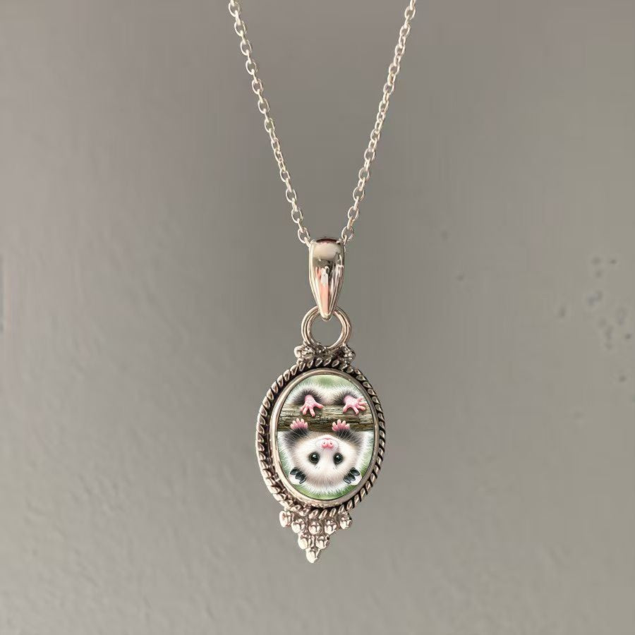 Possum Oval Pendant Necklace