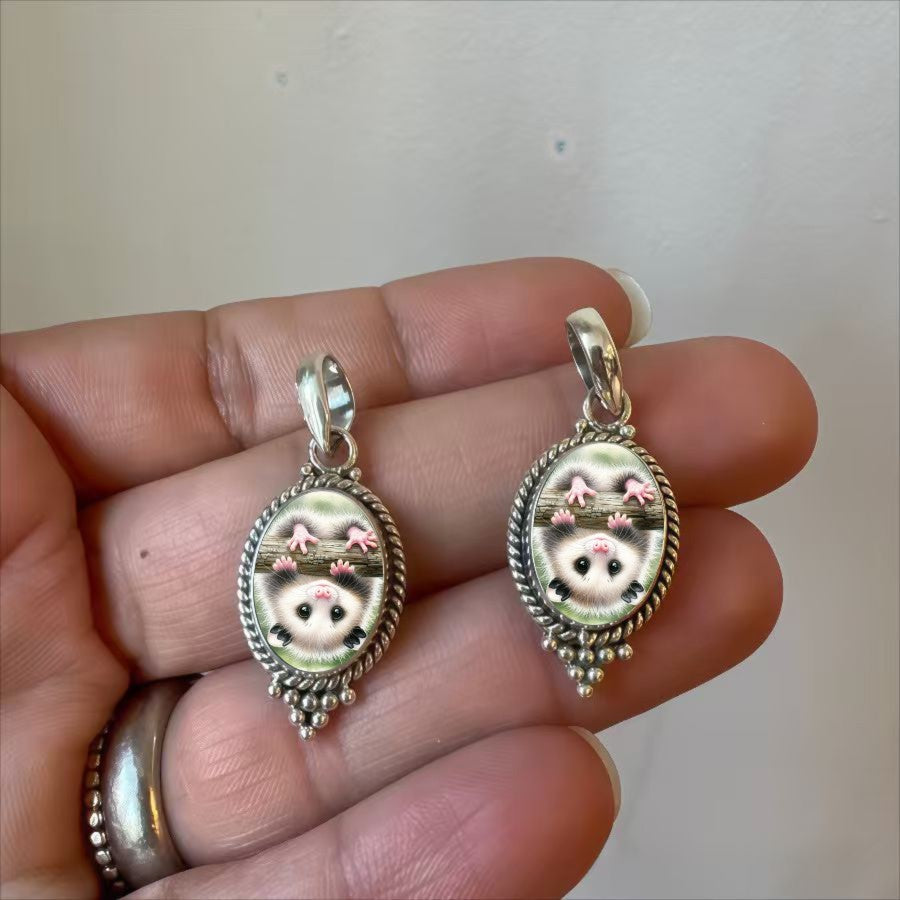 Possum Oval Pendant Necklace