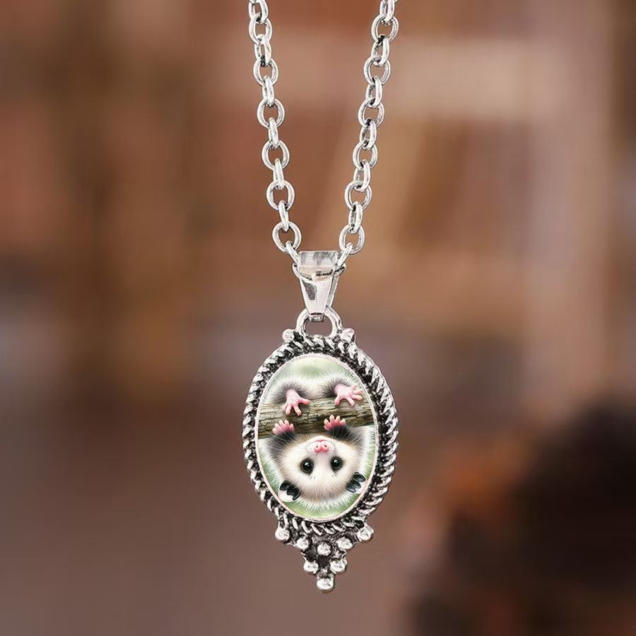 Possum Oval Pendant Necklace