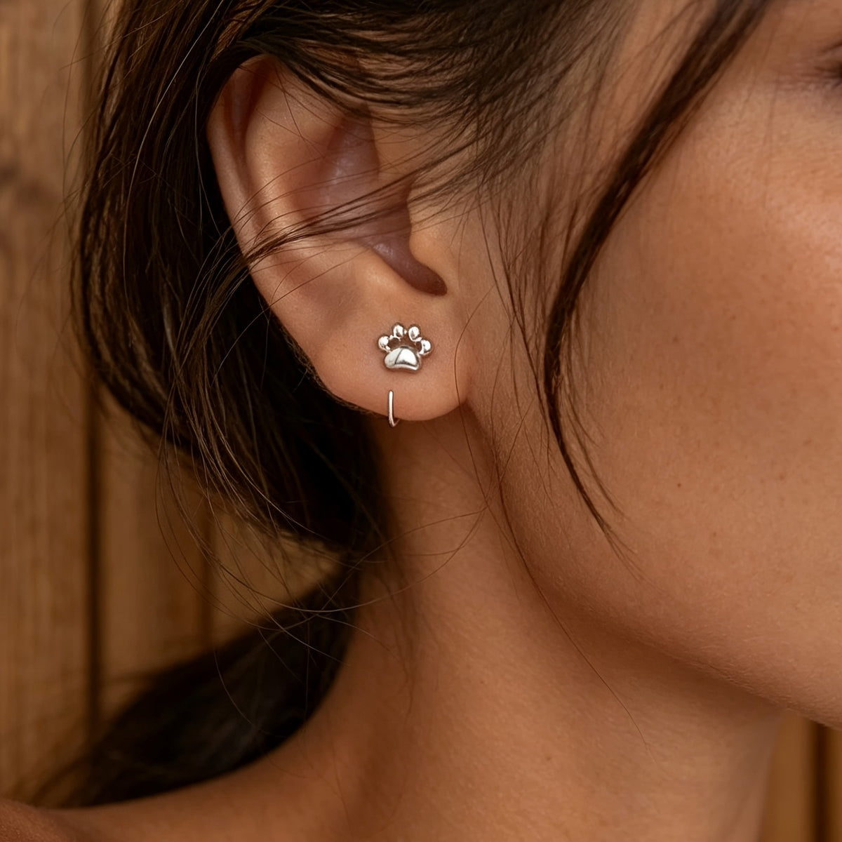 Silver-Tone Paw Earrings