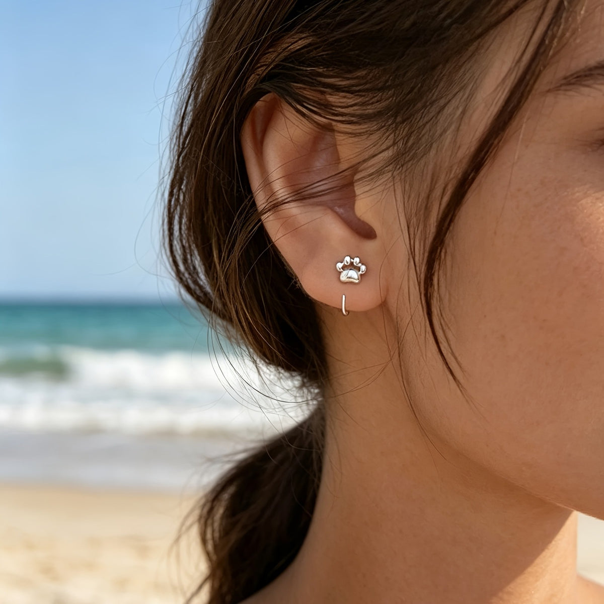 Silver-Tone Paw Earrings
