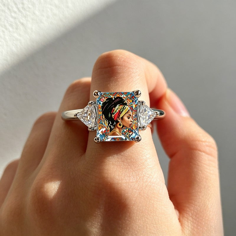 Colorful Portrait Square Ring