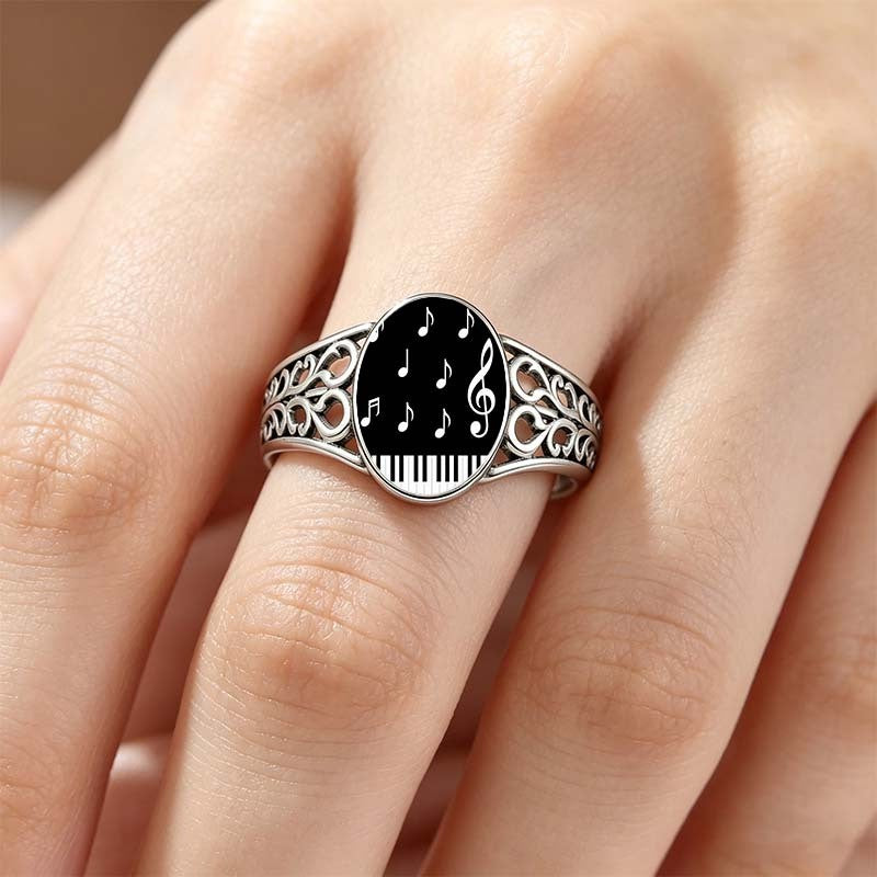 Piano Key Oval Ring