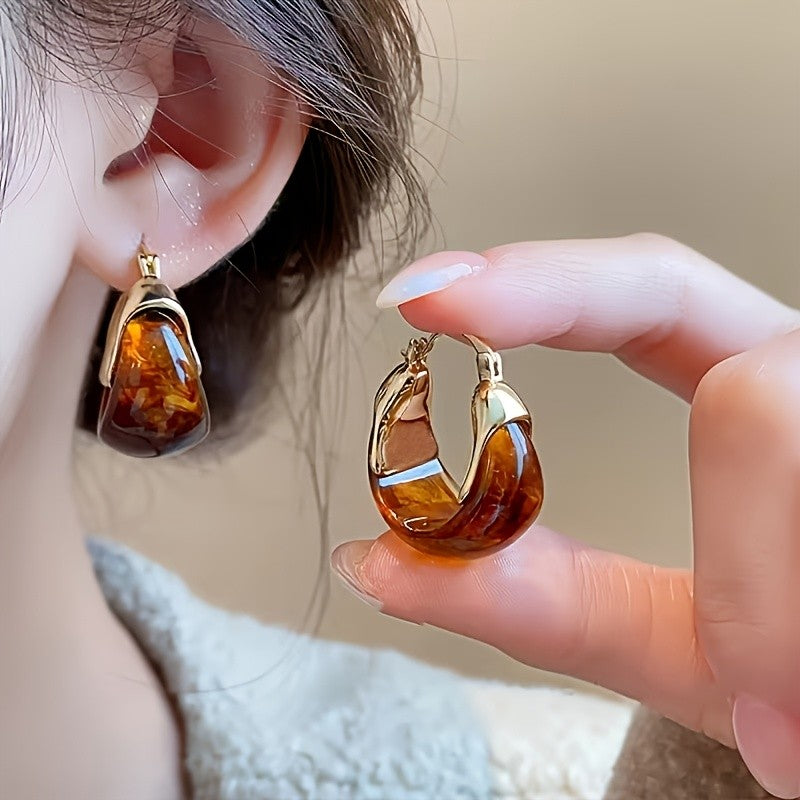 Marbled Resin Hoop Earrings