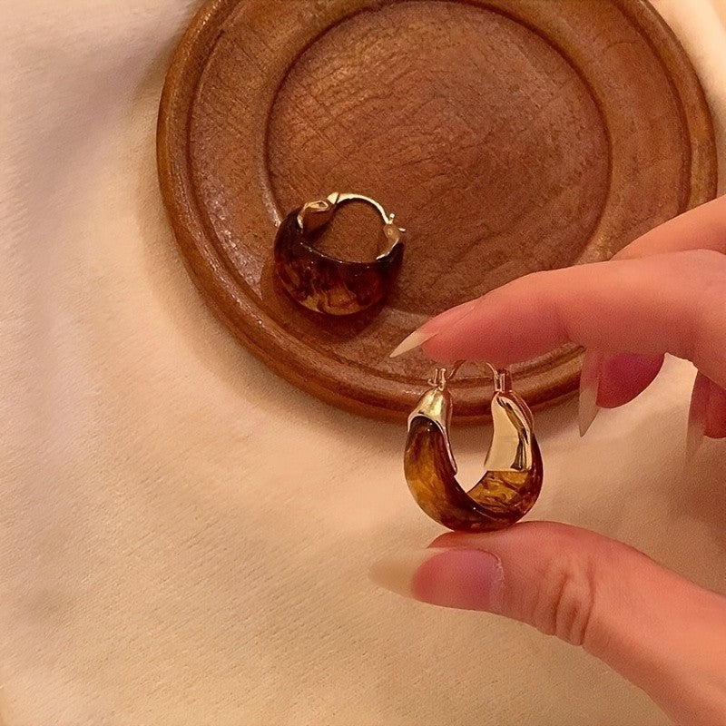 Marbled Resin Hoop Earrings