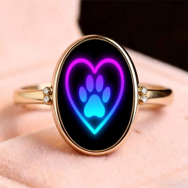 Glowing Paw Heart Ring