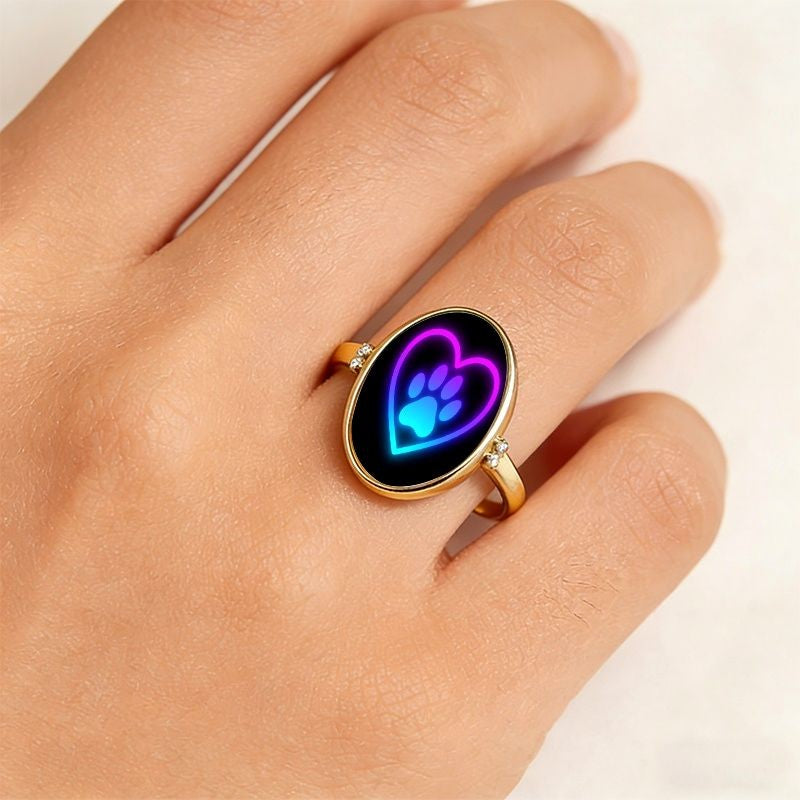 Glowing Paw Heart Ring