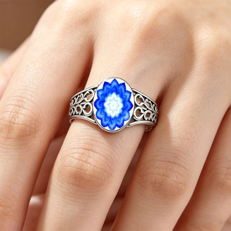 Blue Mandala Filigree Ring