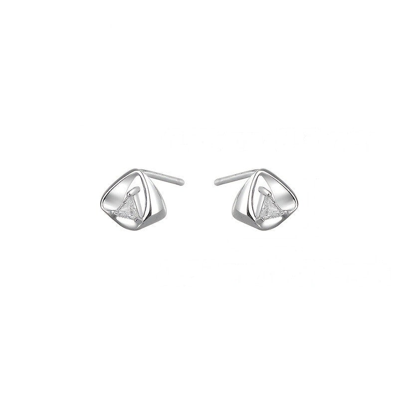 Geometric Triangle Crystal Stud Earrings