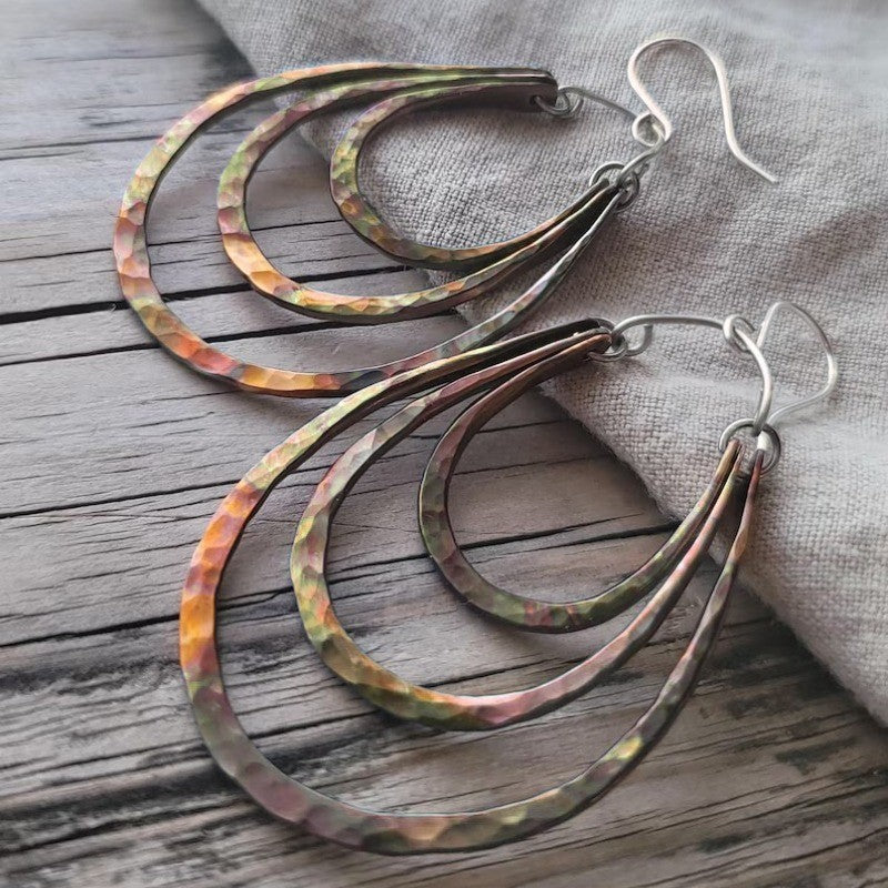 Iridescent Multi-Layer Teardrop Earrings