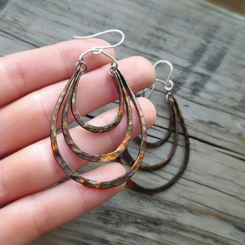 Iridescent Multi-Layer Teardrop Earrings