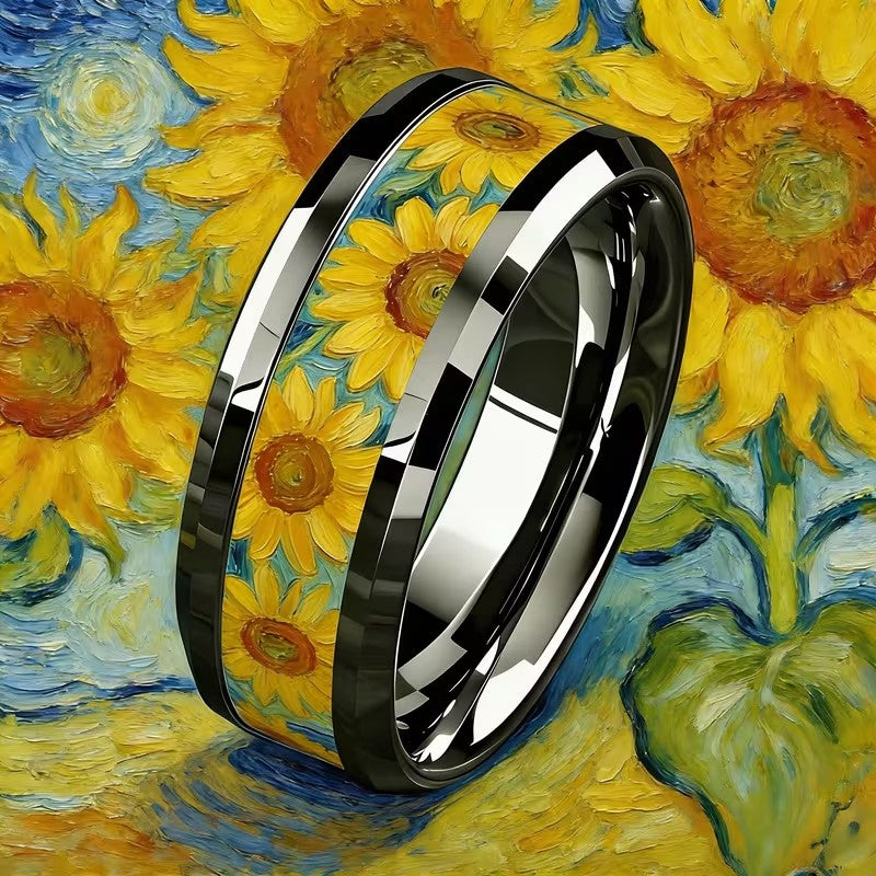 Painted Floral Art Ring Set