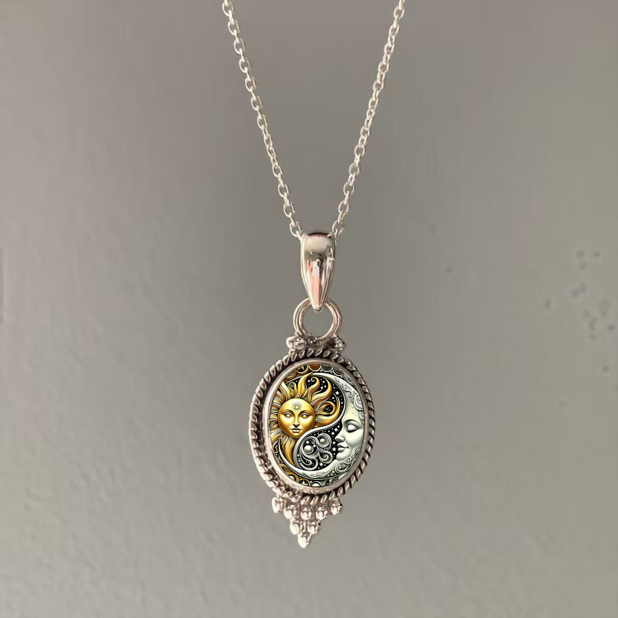Sun & Moon Yin Yang Oval Pendant