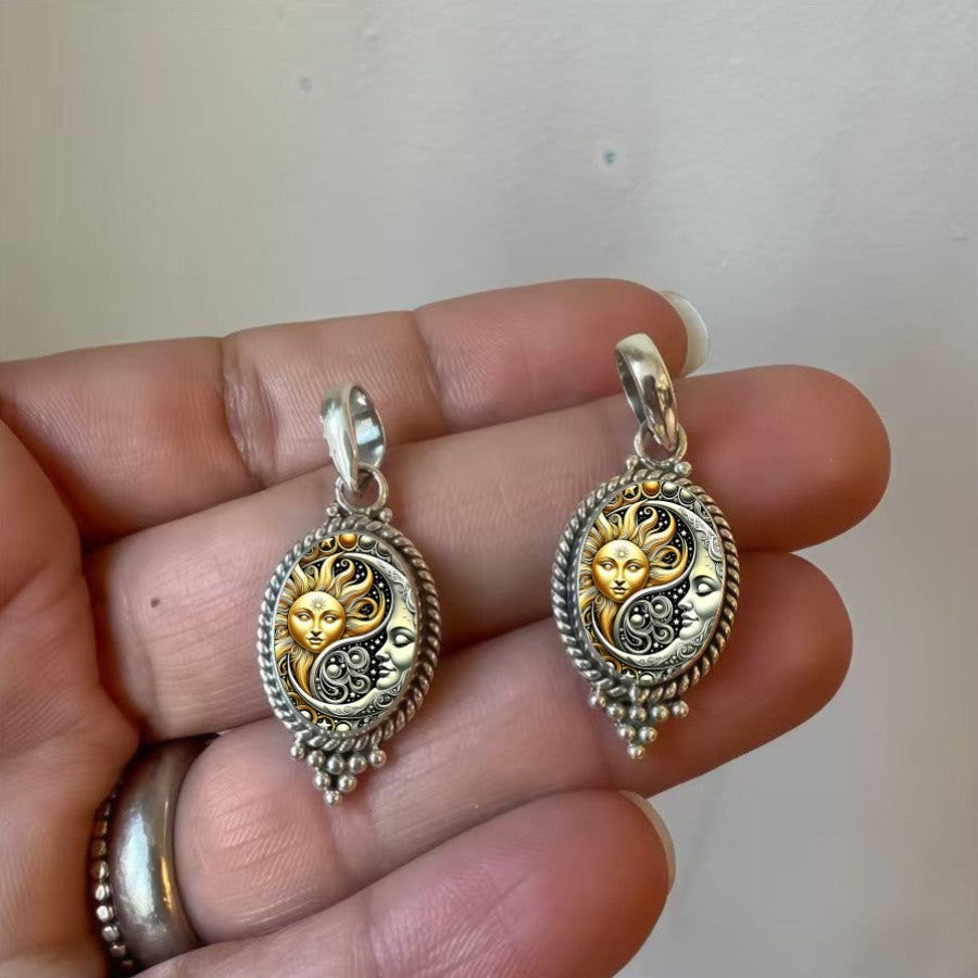Sun & Moon Yin Yang Oval Pendant