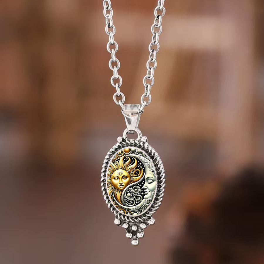 Sun & Moon Yin Yang Oval Pendant
