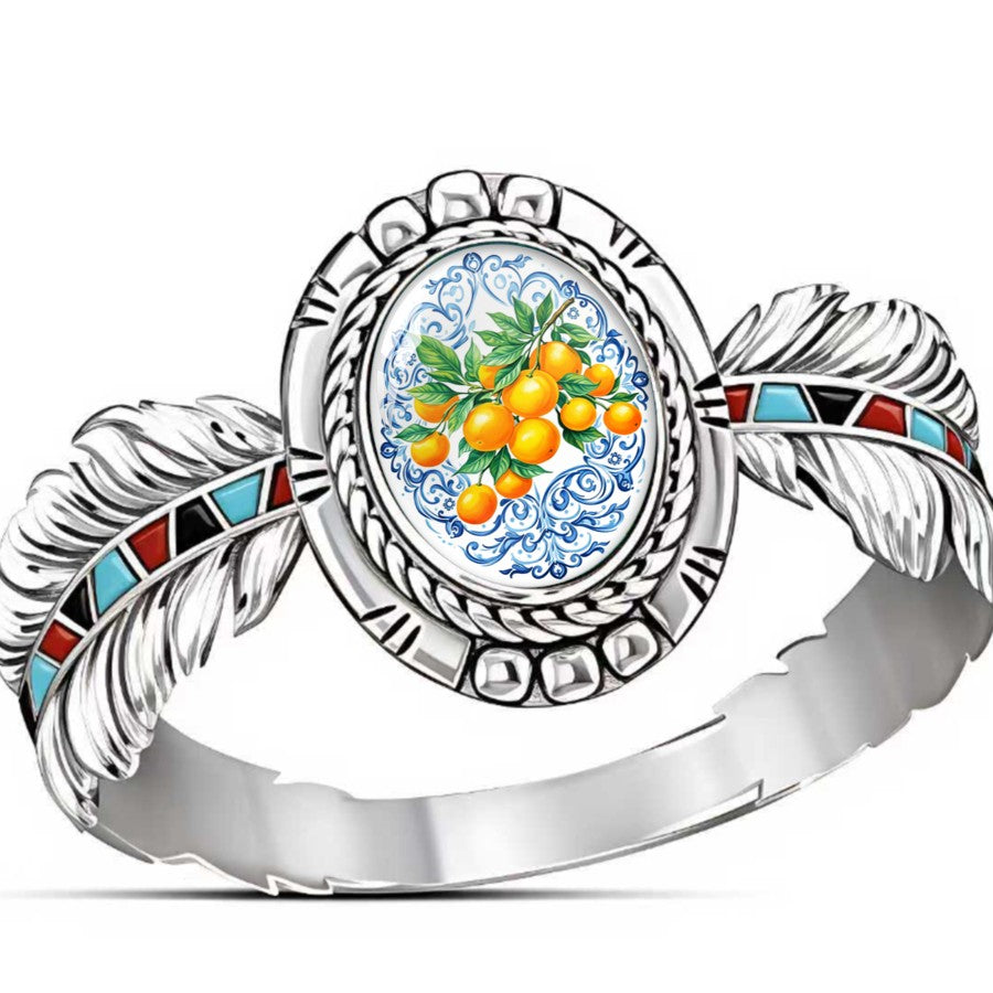 Orange Branch Oval Ring