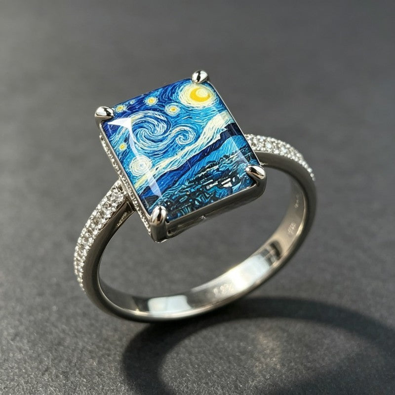 Swirling Sky Square Ring