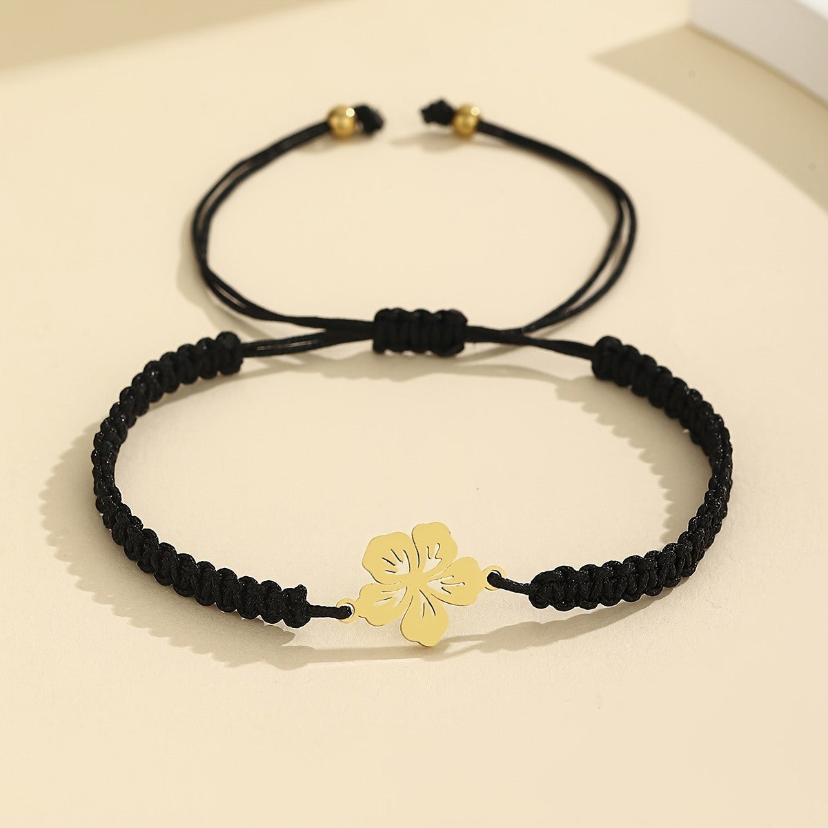Braided Flower Charm Bracelet