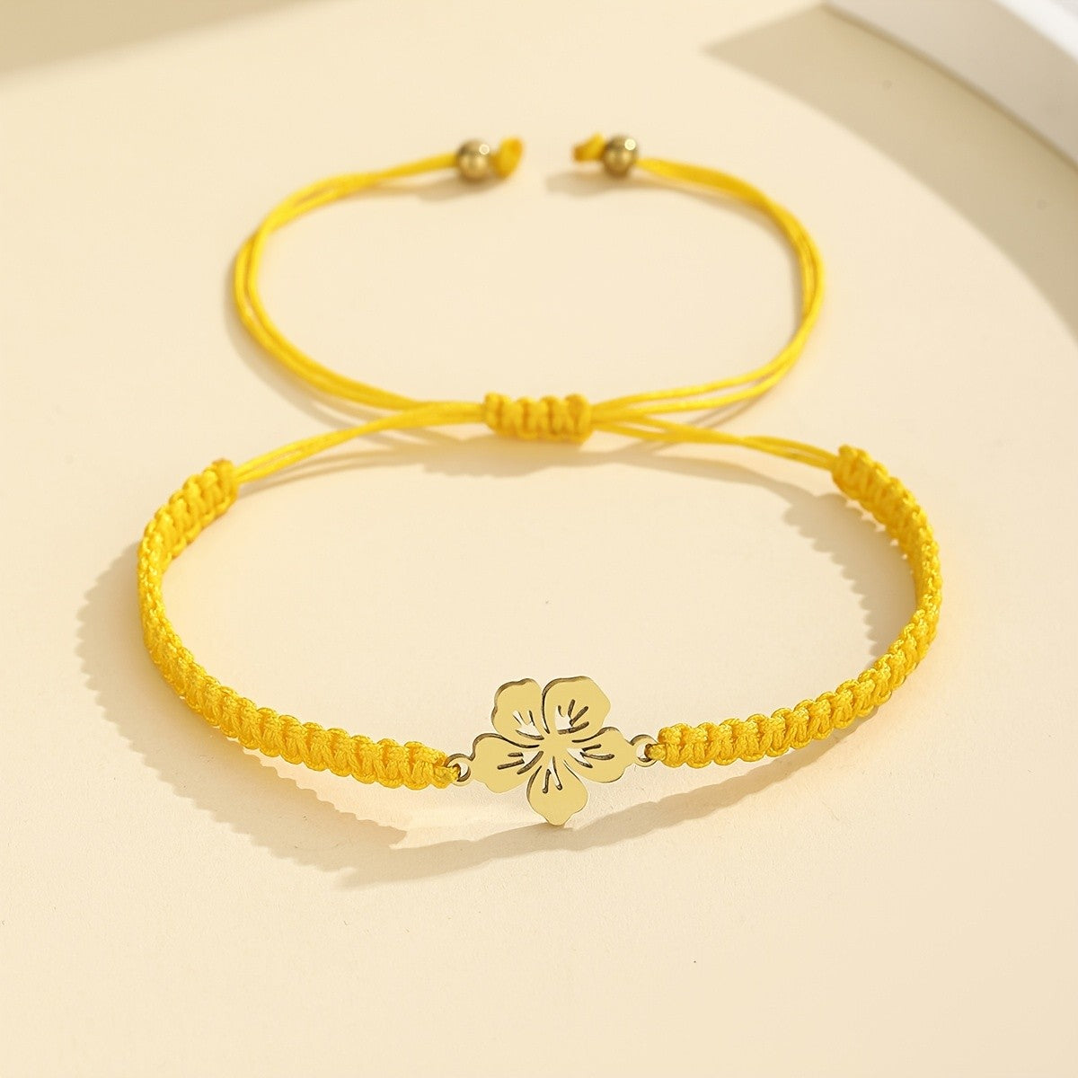 Braided Flower Charm Bracelet