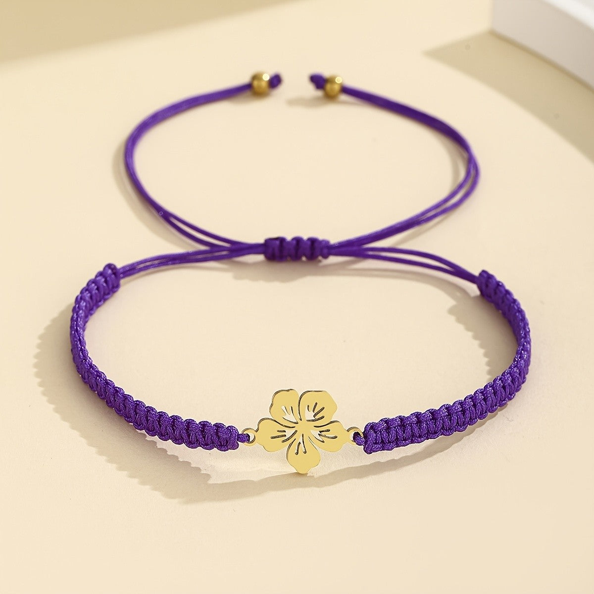 Braided Flower Charm Bracelet
