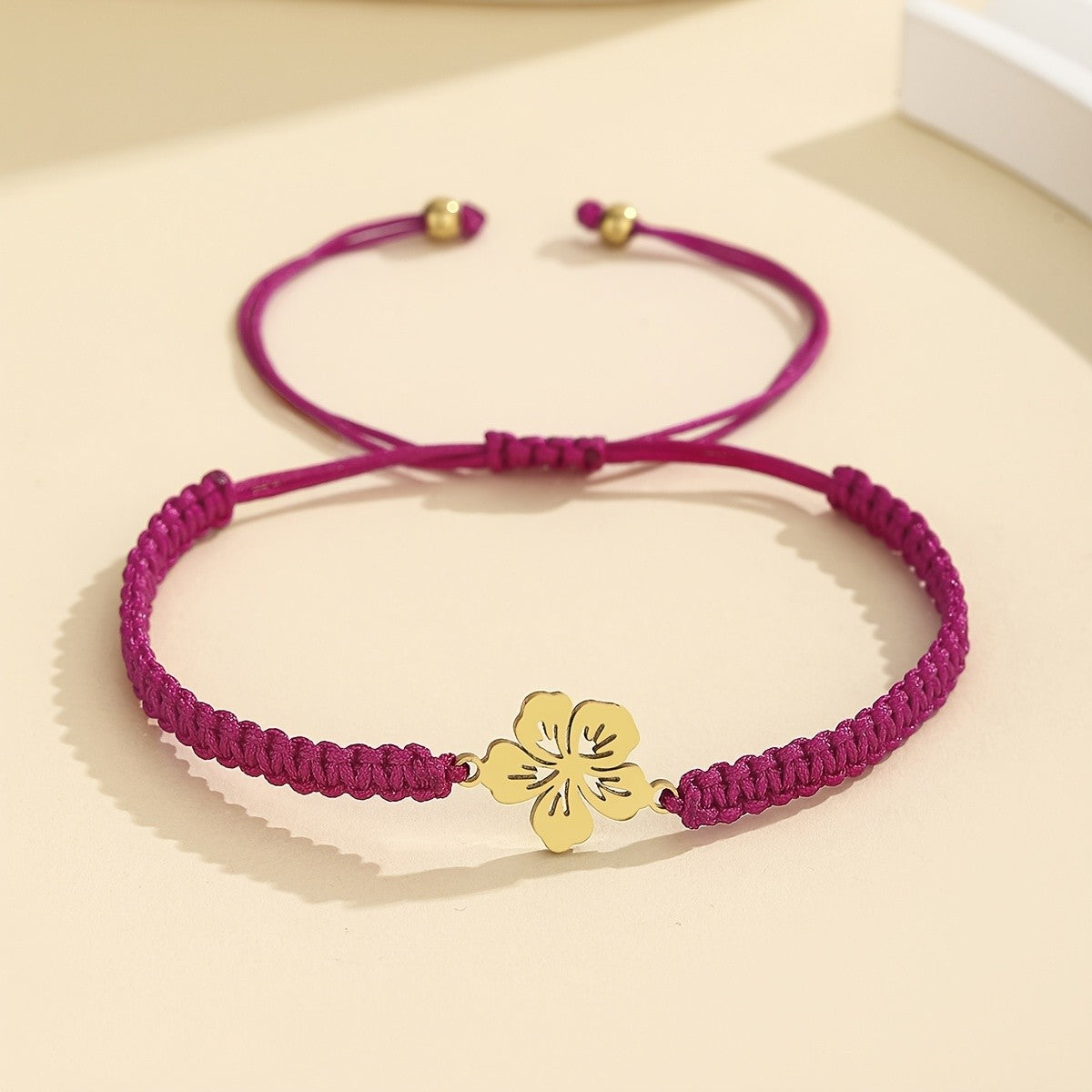 Braided Flower Charm Bracelet