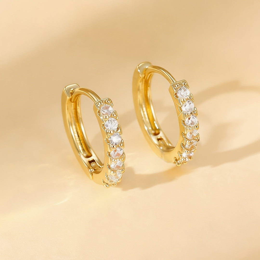 Black Blue Stone Huggie Hoop Earrings