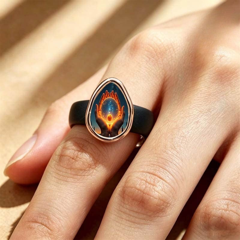 Galaxy Hands Teardrop Ring