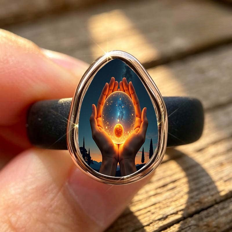 Galaxy Hands Teardrop Ring