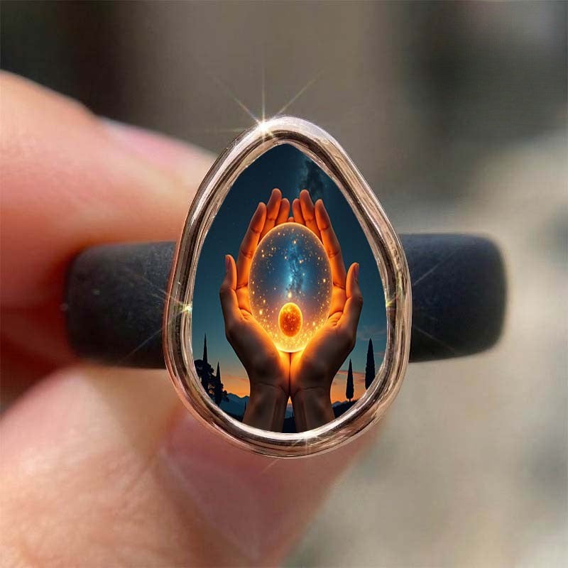 Galaxy Hands Teardrop Ring