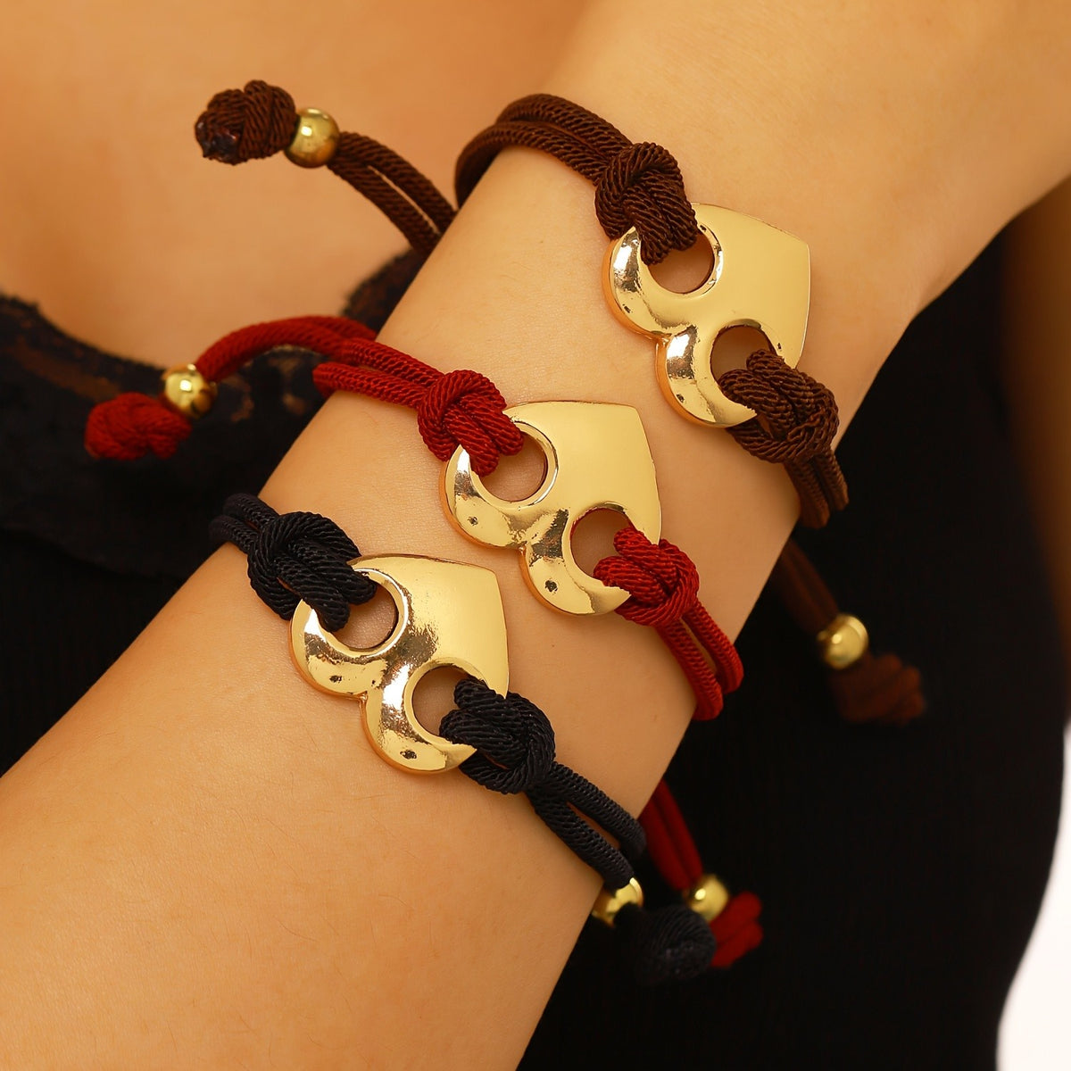 Interlocking Heart Rope Bracelet
